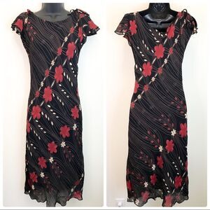 Lapis vintage 90s floral chiffon midi dress size medium 